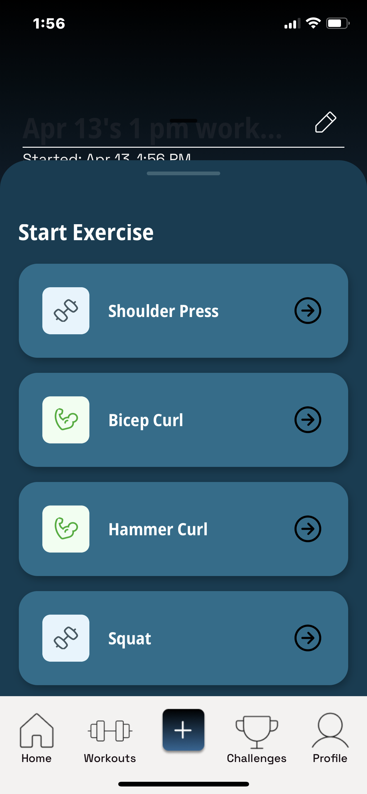 TrainWise AI Current Workout Exercises